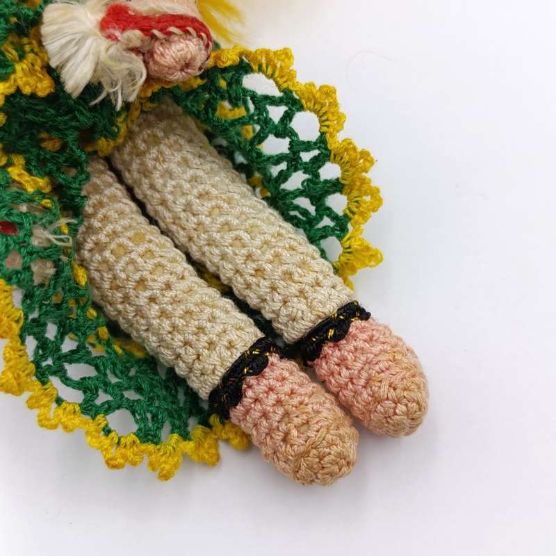 Vintage Japan Crochet Knitted doll, handmade Dollhouse doll