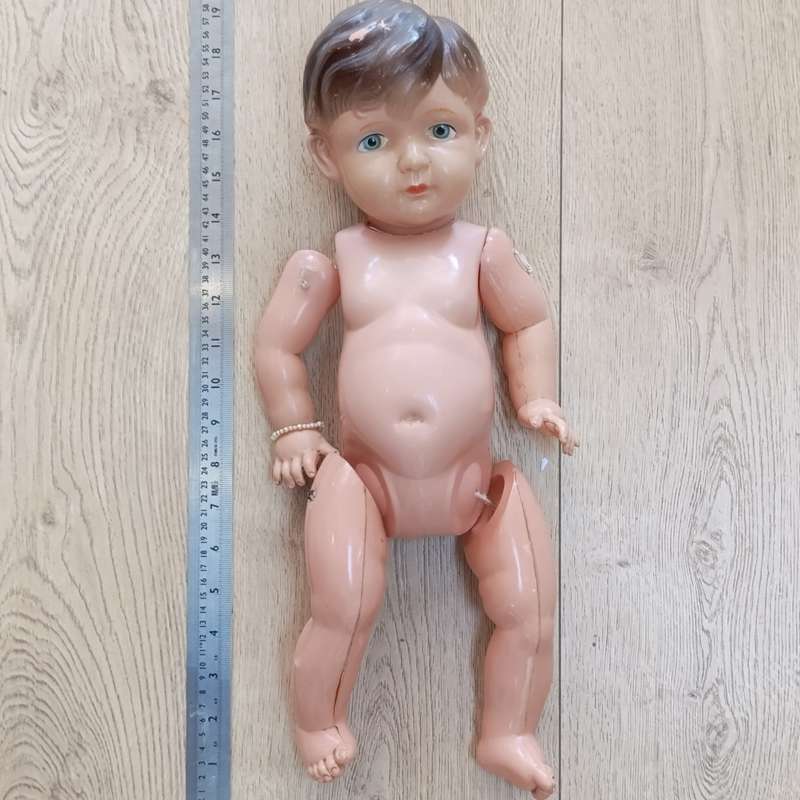 Vintage hard plastic boy doll - no clothing