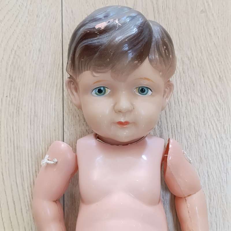 Vintage hard plastic boy doll - no clothing