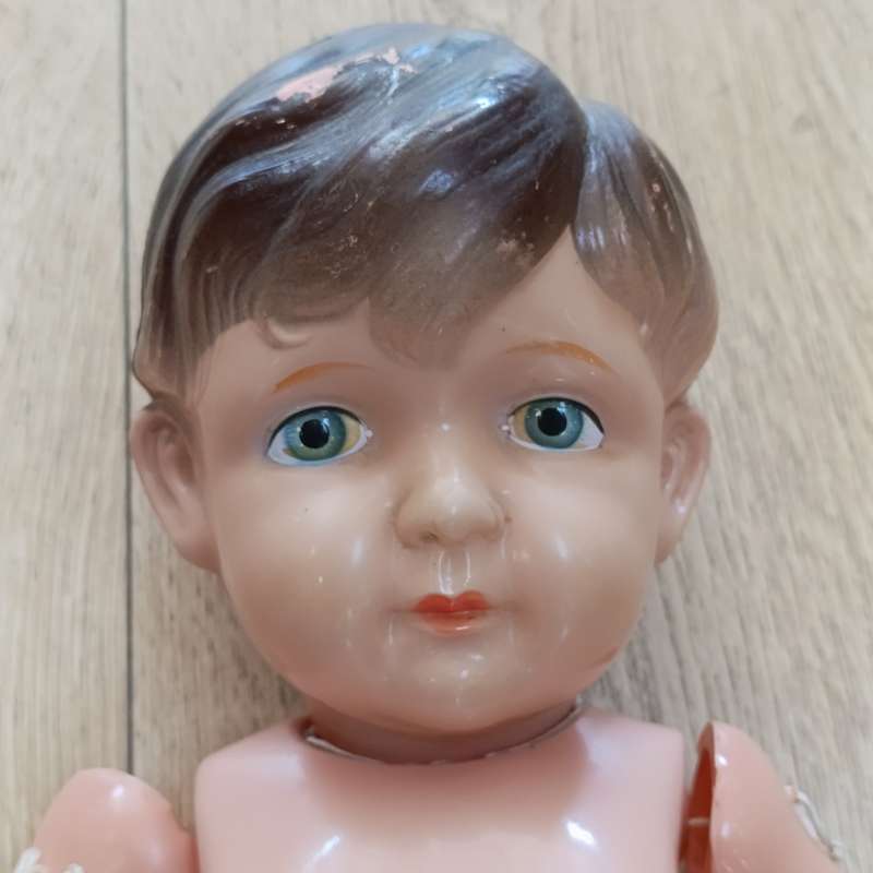 Vintage hard plastic boy doll - no clothing