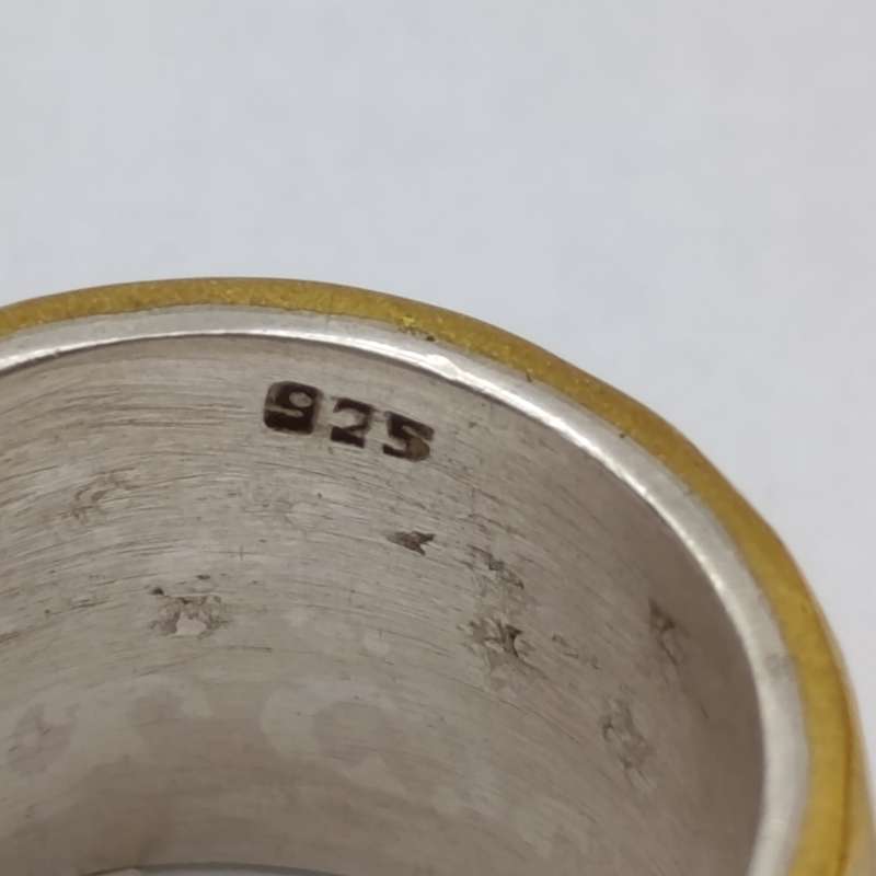 Sterling silver rustic spinner ring - weighs 18.8g - size Q 1/2
