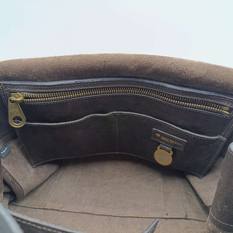 Original Mulberry dark brown leather handbag - serial number 312703