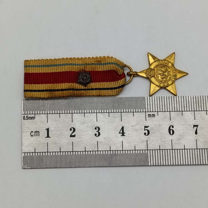 WW2 The Africa Star miniature medal with North Africa rosette