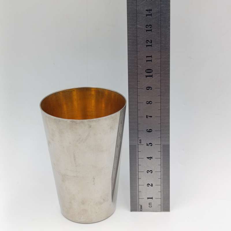 Set of 6 Antique stainless steel cups in original case