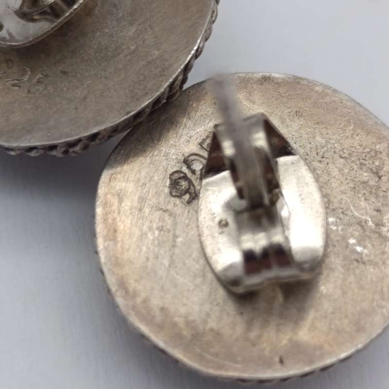 Pair of vintage Sterling silver earrings with gold clad centre - weighs 2.0g