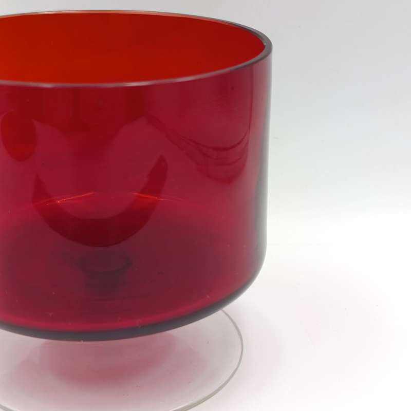 Vintage Garnet red glass trinket holder with lid