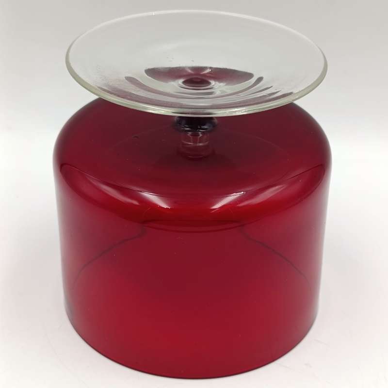 Vintage Garnet red glass trinket holder with lid