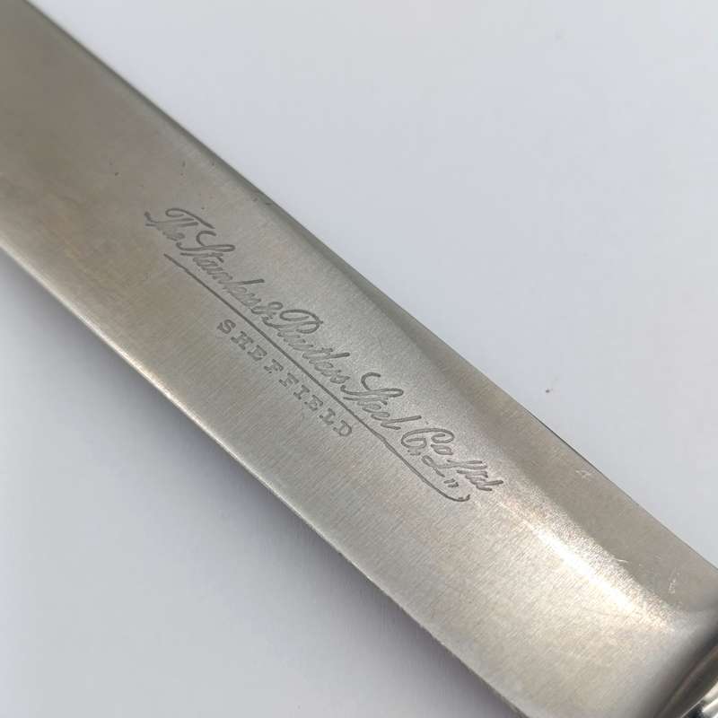 Set of 12 Antique Stainless Sheffield knives with imitation bone handles in original case