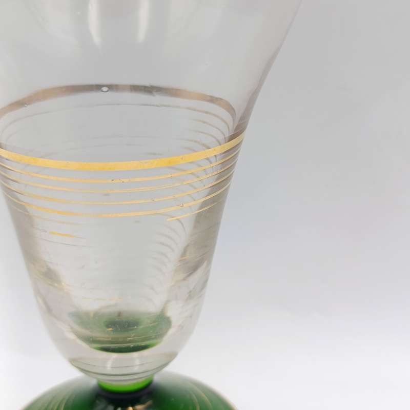 Beautiful vintage glass decanter with green glass top