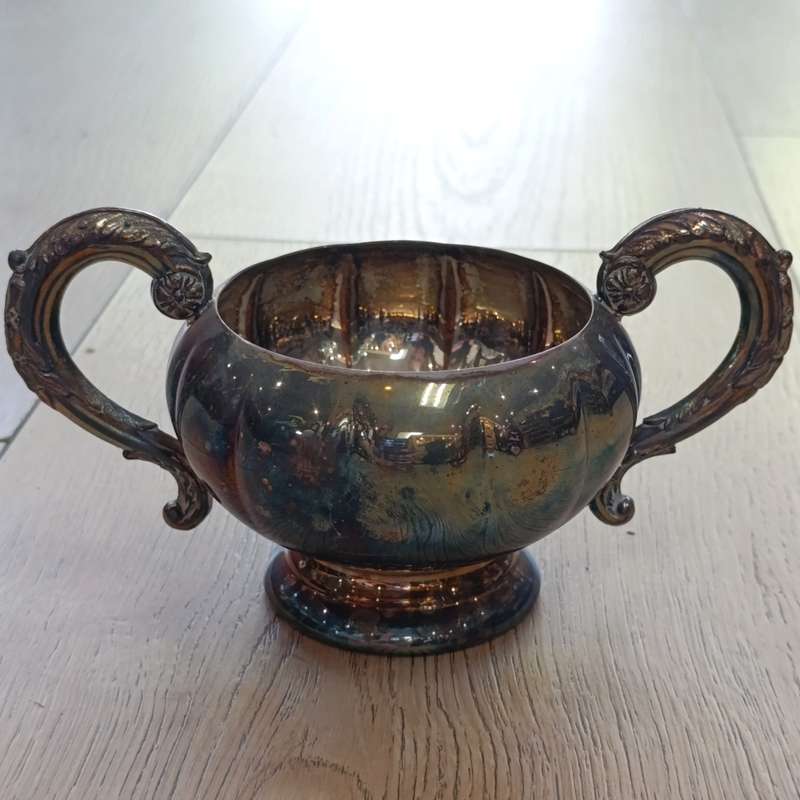 Antique silverplated 6-piece tea and coffee set on tray