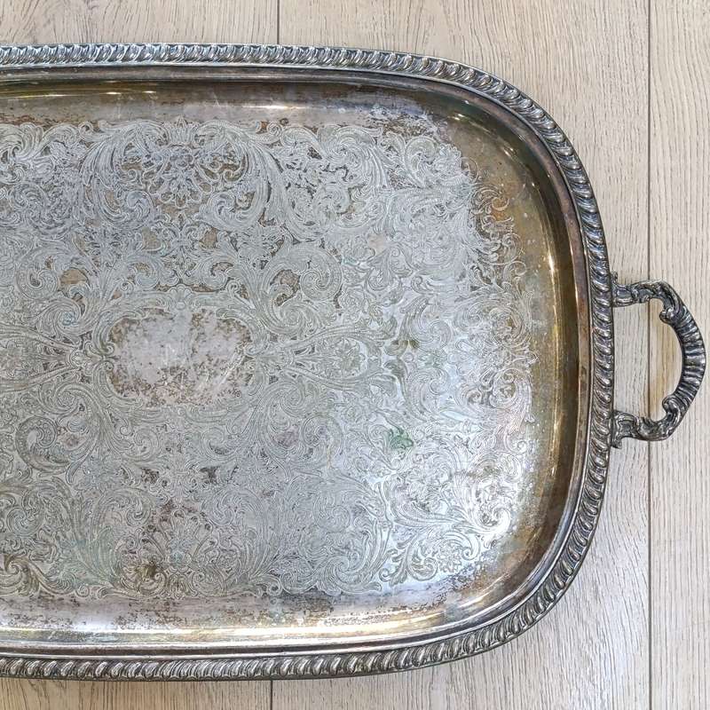 Antique silverplated 6-piece tea and coffee set on tray