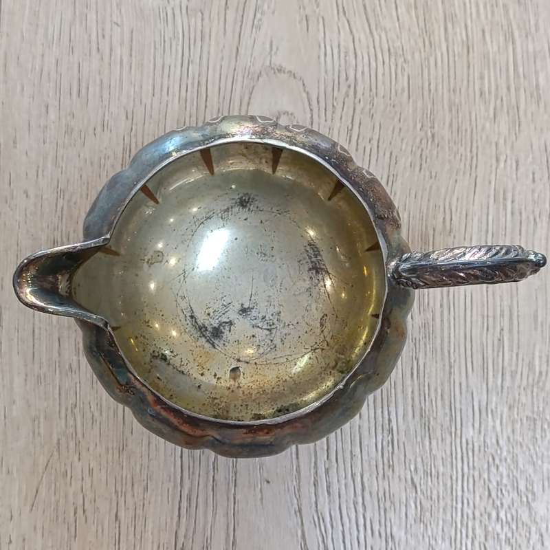 Antique silverplated 6-piece tea and coffee set on tray