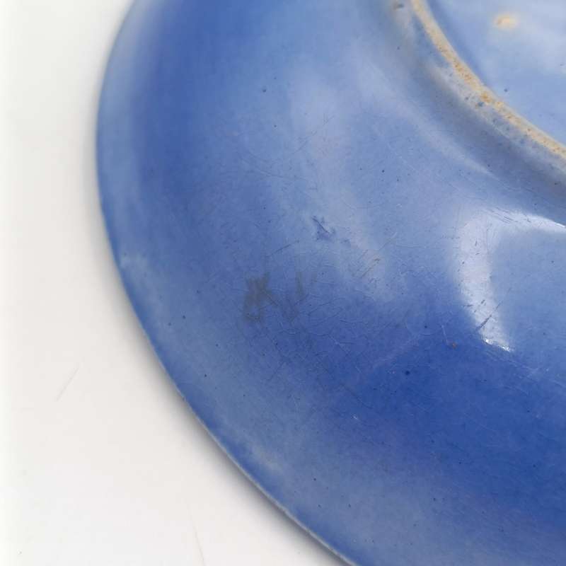 Antique Flow Blue Kin-Shan porcelain saucer by E.C and Co for Barry and Nephews