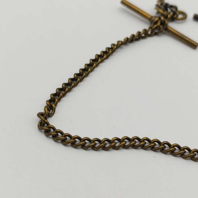 Antique brass pocketwatch fob chain with pocketwatch key