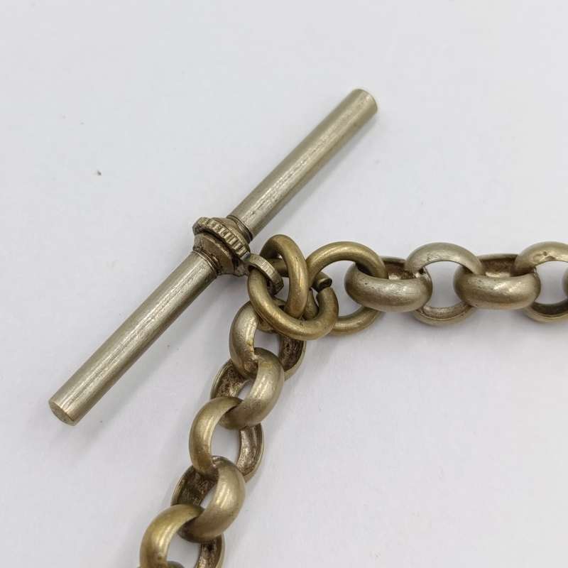 Antique nickel-plated pocketwatch fob chain