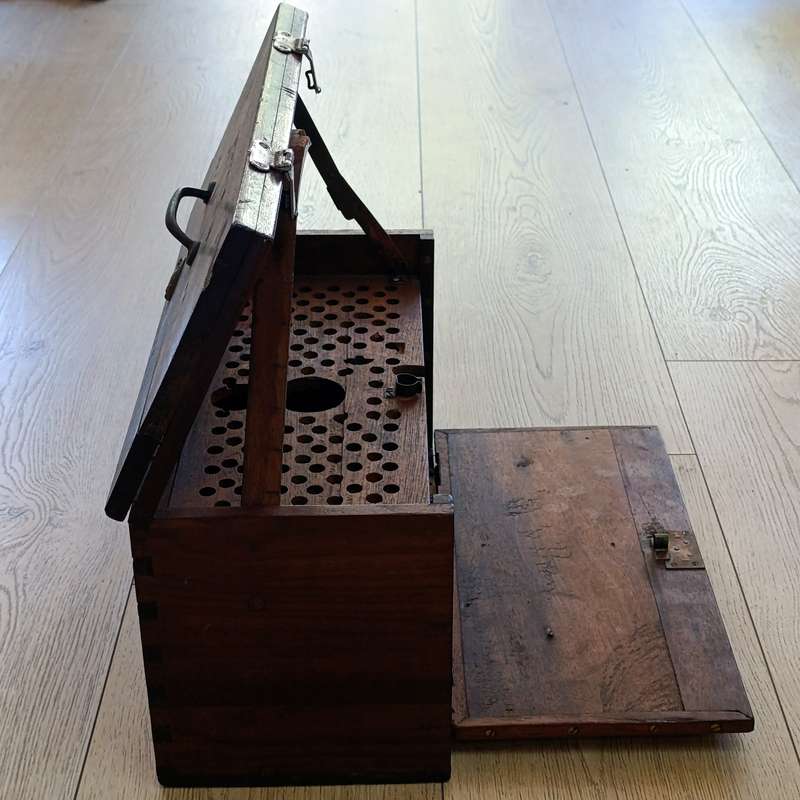 Antique wooden box converted to shooting case - marked P.B.de.V