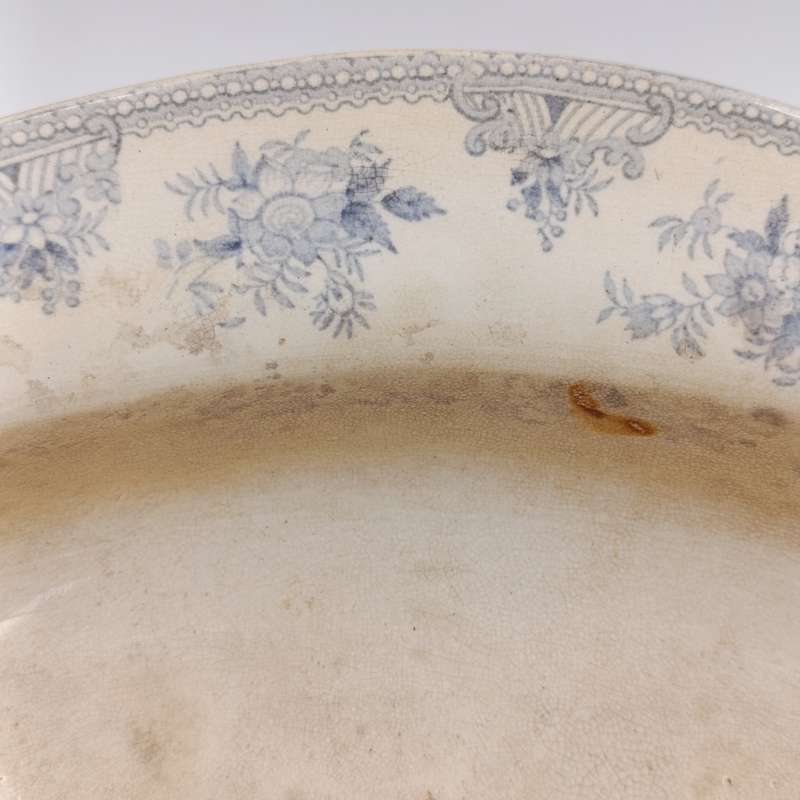 Antique 19th Century blue and white porcelain vegetable serving bowl