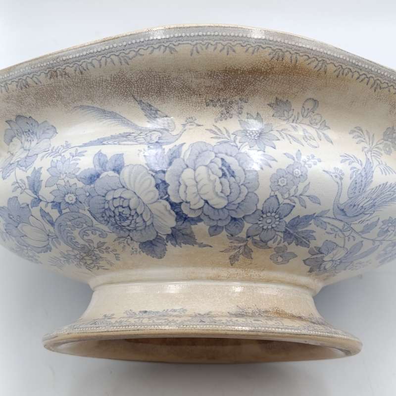 Antique 19th Century blue and white porcelain vegetable serving bowl