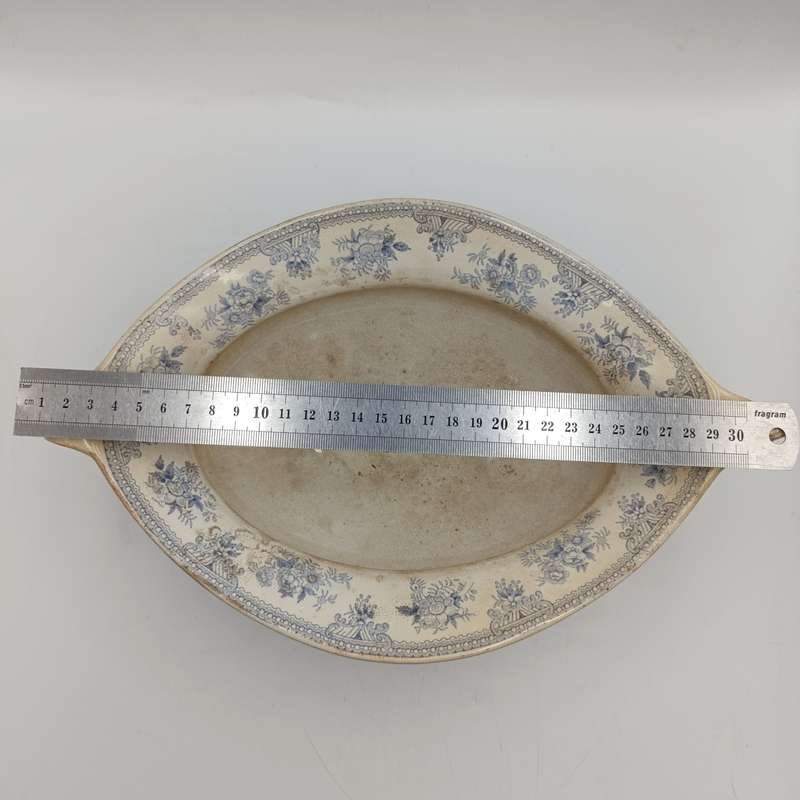 Antique 19th Century blue and white porcelain vegetable serving bowl