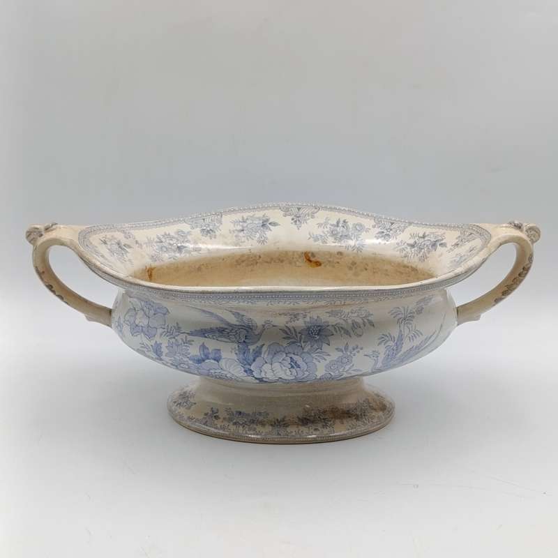 Antique 19th Century blue and white porcelain vegetable serving bowl