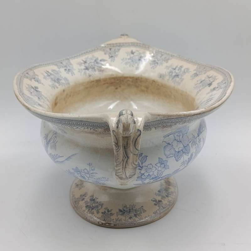 Antique 19th Century blue and white porcelain vegetable serving bowl
