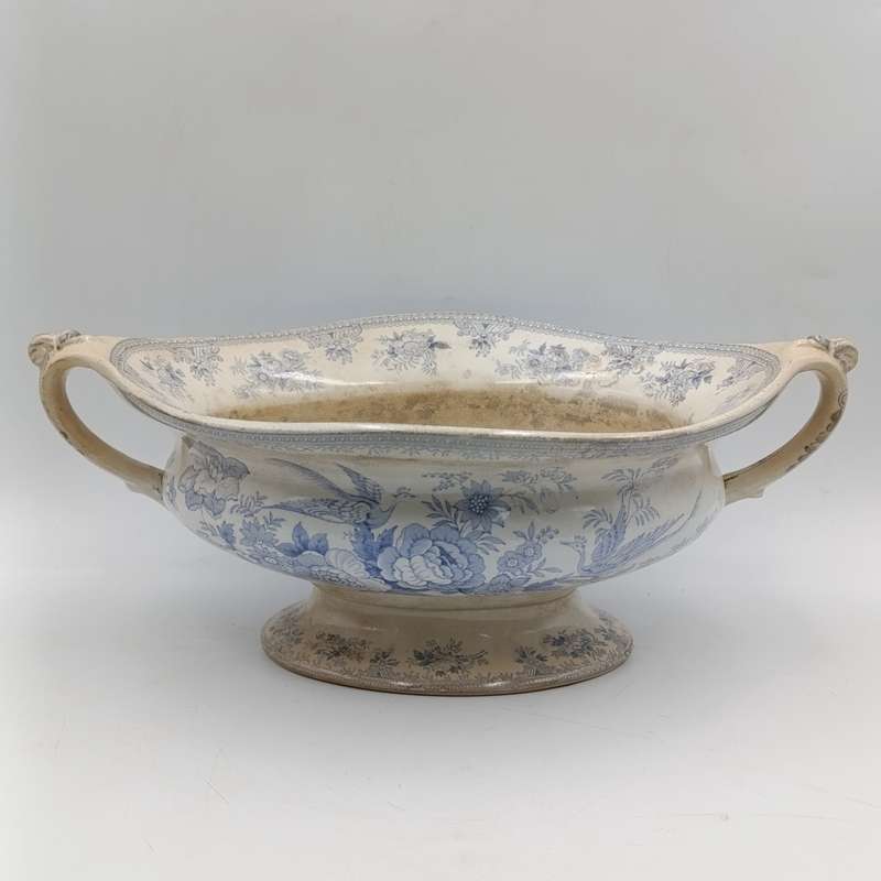 Antique 19th Century blue and white porcelain vegetable serving bowl