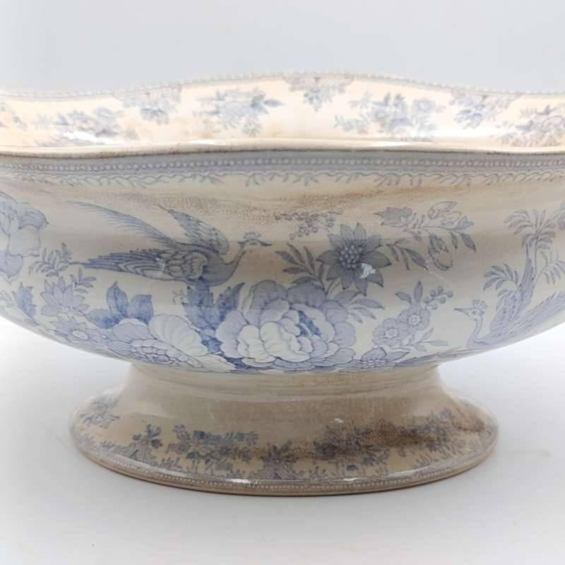 Antique 19th Century blue and white porcelain vegetable serving bowl