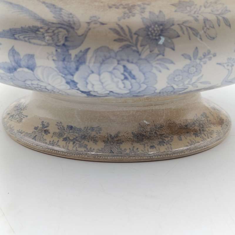 Antique 19th Century blue and white porcelain vegetable serving bowl
