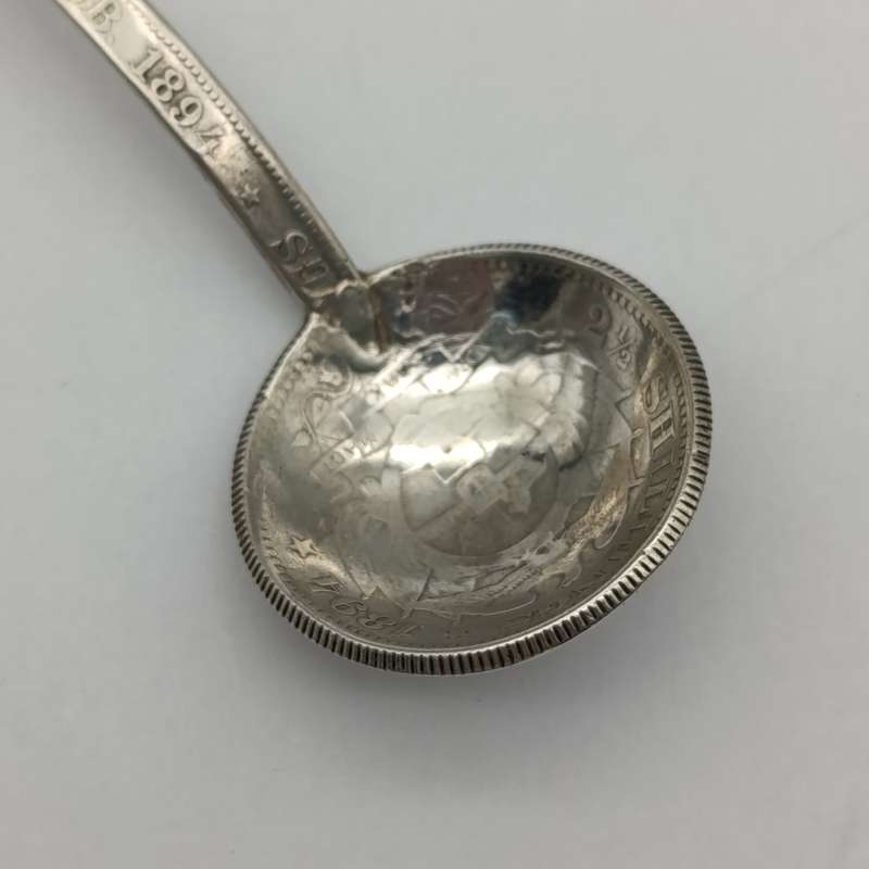 Boer War Pow prisoner of war trench art silver coin spoon by D. vd Berg P.O.W Paardeberg