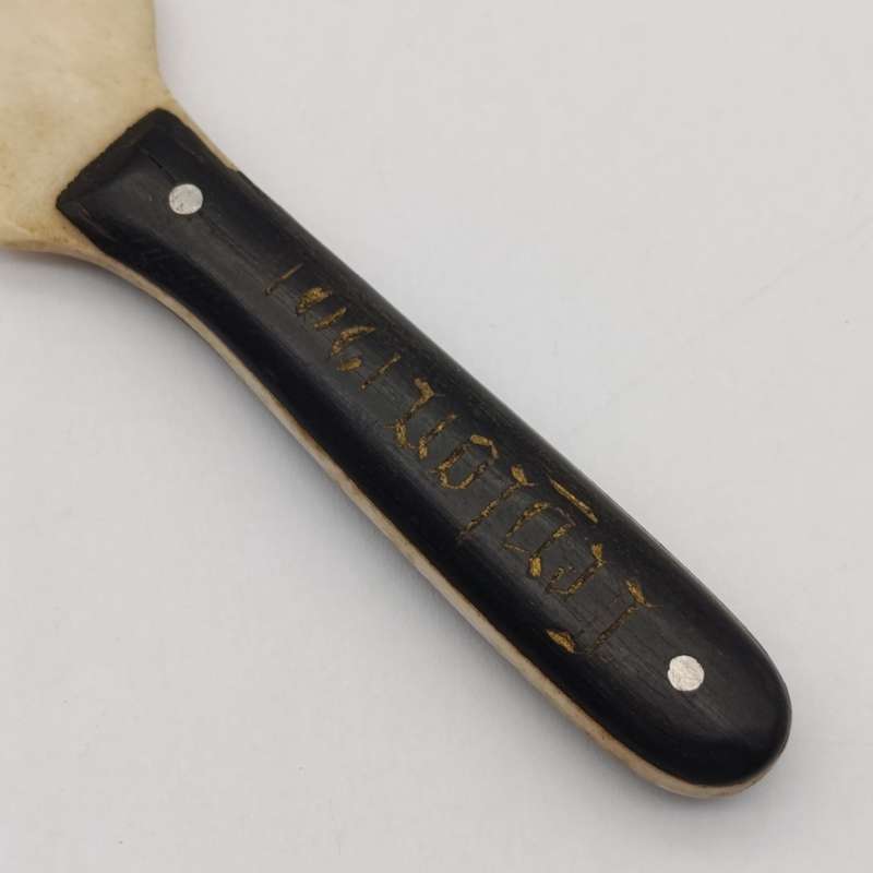Boer War Pow trench art knife of bone and ebony - inscribed Boer Camp Ceylon 1901