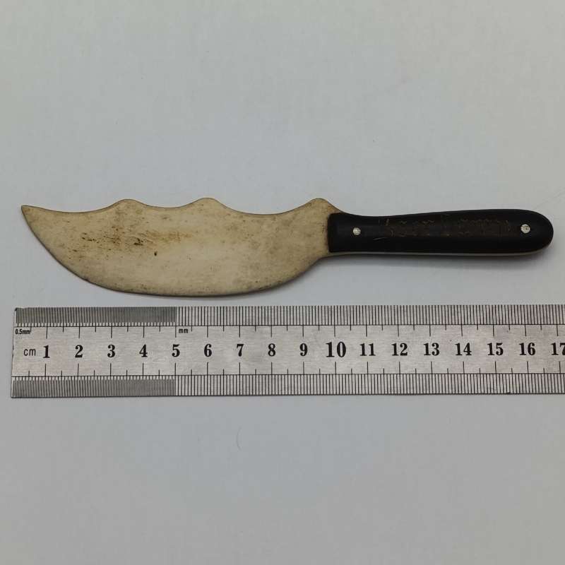 Boer War Pow trench art knife of bone and ebony - inscribed Boer Camp Ceylon 1901