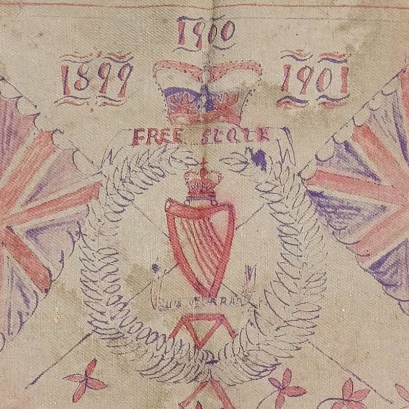 Boer War Soldiers khaki cloth xmas message - Irish regiment - From Albert to his mother
