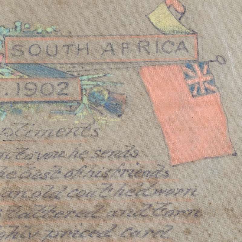 Boer War Soldiers khaki cloth greetings message - Scots Guard - From George to Florrie