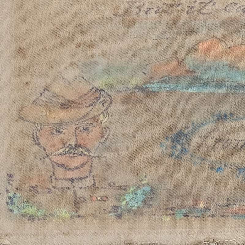 Boer War Soldiers khaki cloth greetings message - Scots Guard - From George to Florrie