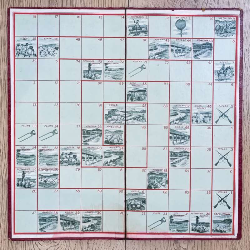 Boer War board game - With the flag to Pretoria - published by Woolley and Co. - some water damage