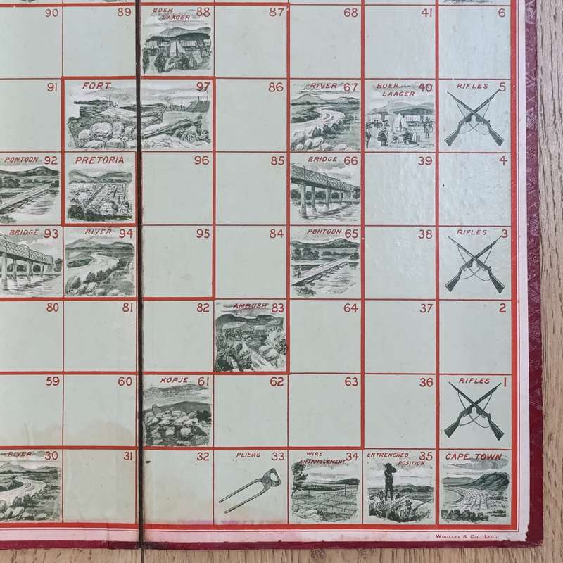 Boer War board game - With the flag to Pretoria - published by Woolley and Co. - some water damage