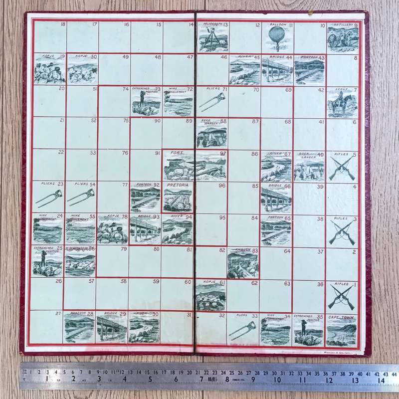 Boer War board game - With the flag to Pretoria - published by Woolley and Co. - some water damage