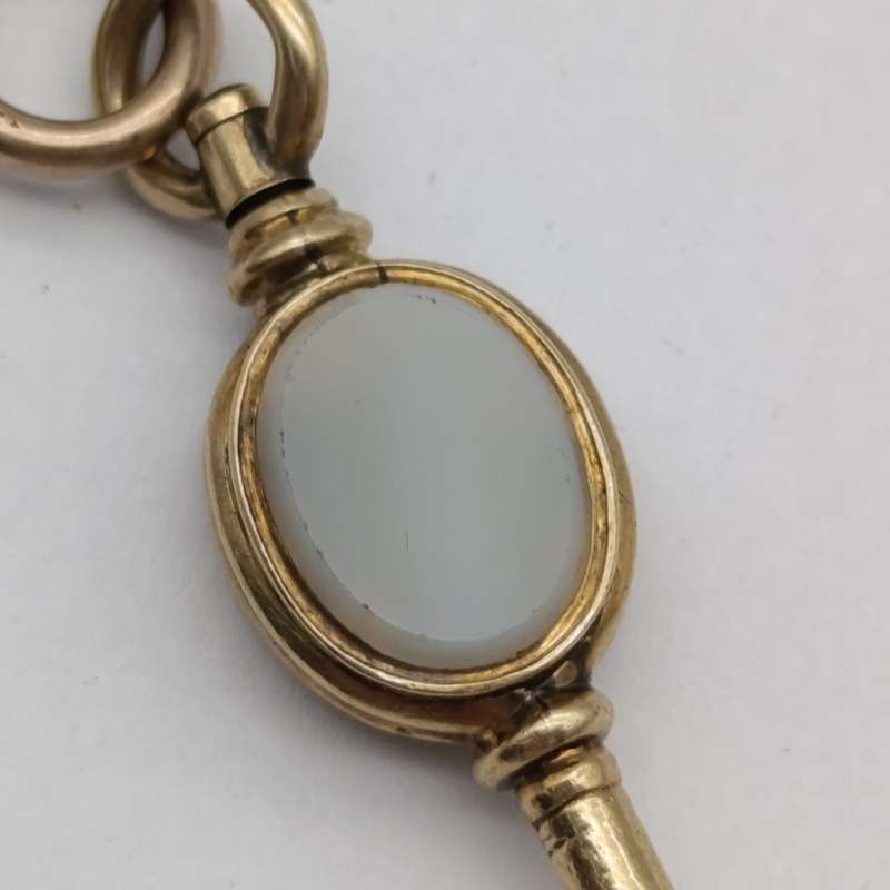 Antique 9kt Gold pocketwatch fob key with stone inserts - weighs 3.9g