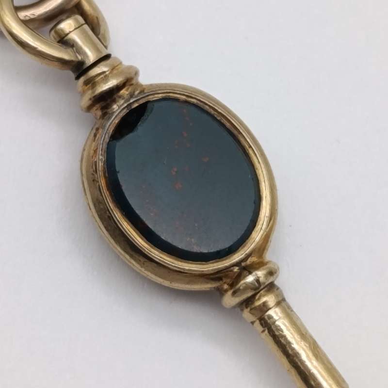 Antique 9kt Gold pocketwatch fob key with stone inserts - weighs 3.9g