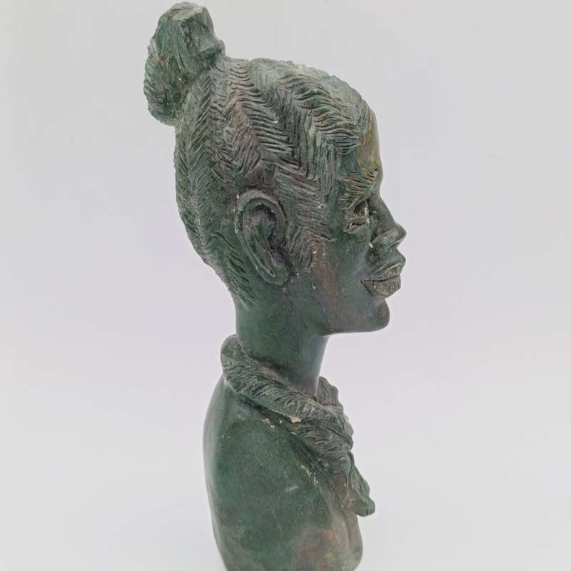 African woman green opal stone carving by Caleb Samhere