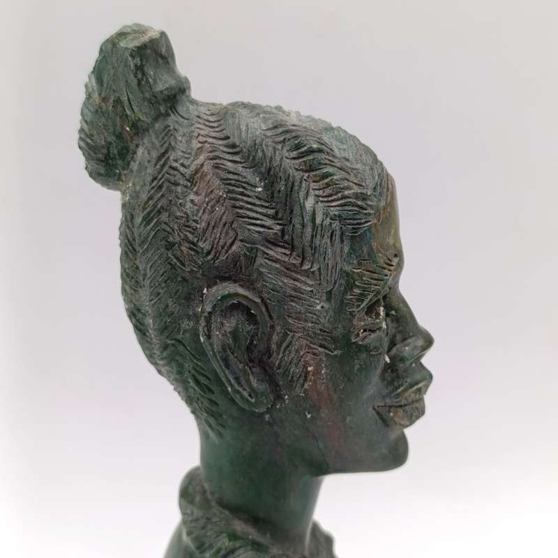 African woman green opal stone carving by Caleb Samhere