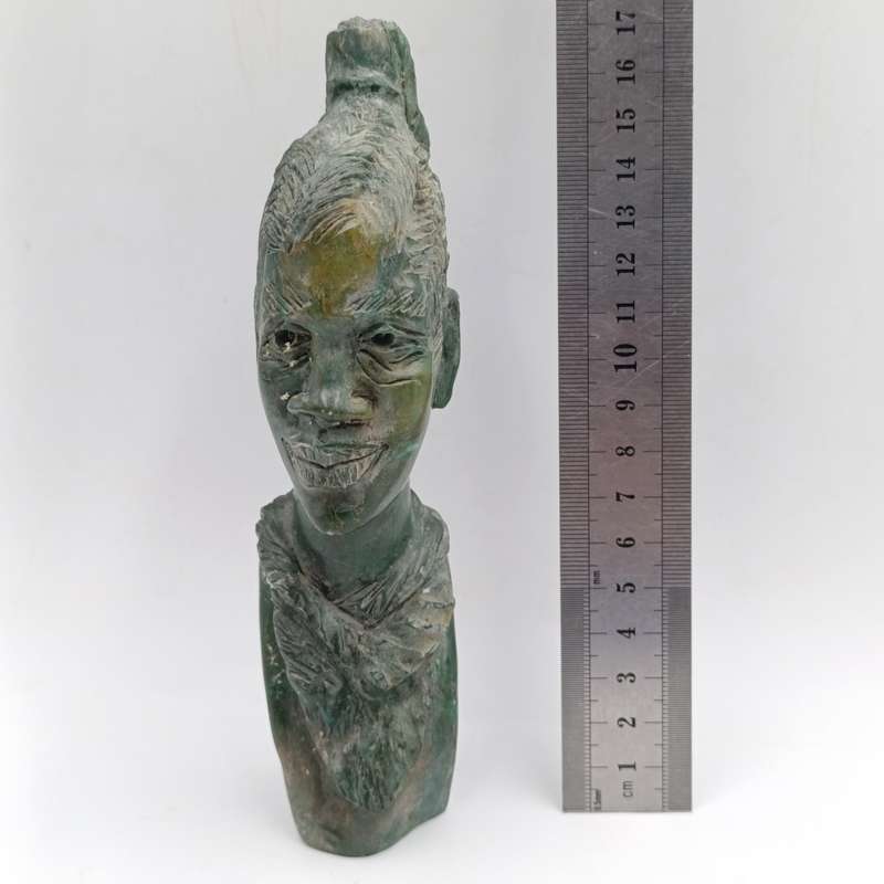 African woman green opal stone carving by Caleb Samhere