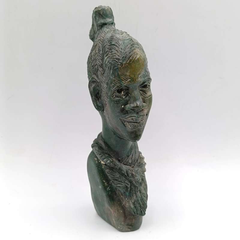 African woman green opal stone carving by Caleb Samhere