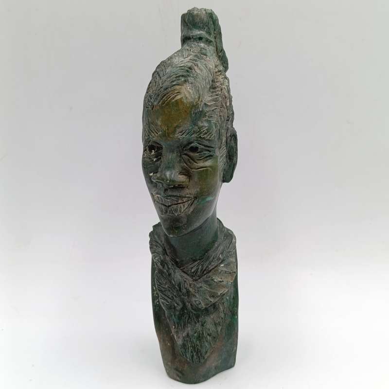 African woman green opal stone carving by Caleb Samhere