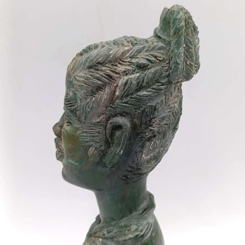 African woman green opal stone carving by Caleb Samhere