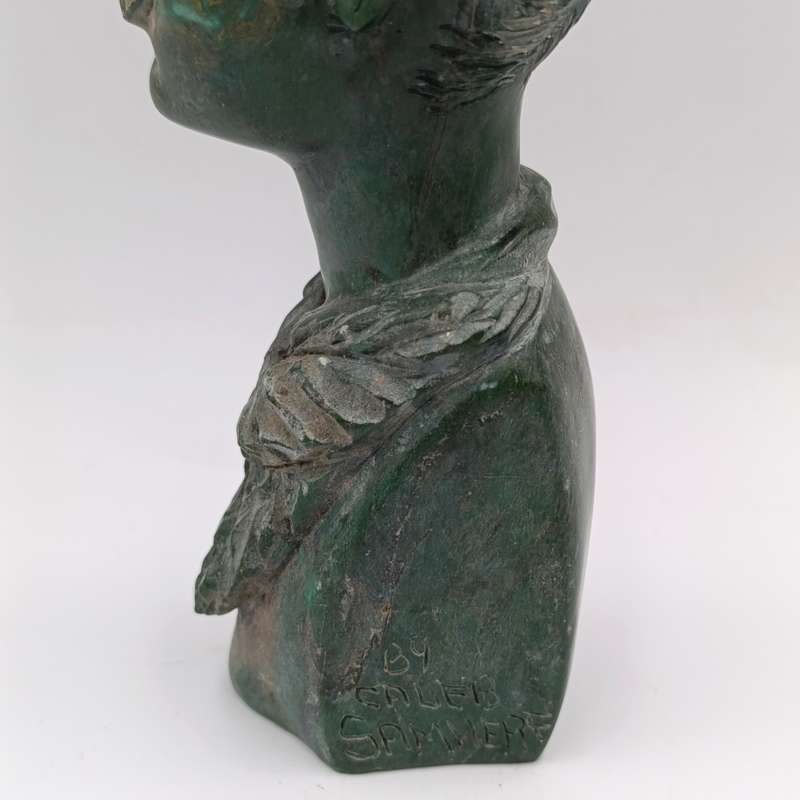 African woman green opal stone carving by Caleb Samhere