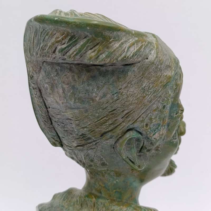 African Man green opal stone carving by Caleb Samhere