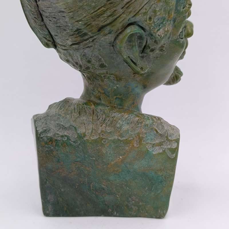 African Man green opal stone carving by Caleb Samhere
