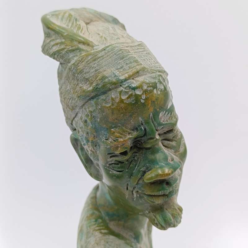 African Man green opal stone carving by Caleb Samhere