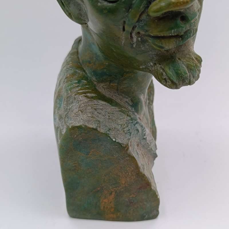African Man green opal stone carving by Caleb Samhere
